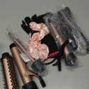 5 in 1 Curling Iron with Thermal Brush and 4 Interchangeable Ceramic Barrels(1/2 to 1 1/2 inch), Curling Wand Set with Flat Iron, Fast Heating, Dual Voltage Hair Curler, Gifts for Women (Rose Gold)