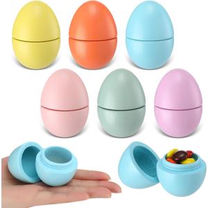 Leinuosen 6 Pcs Easter Multicolor Hollow Wooden Easter Egg Set Pastel Fillable Wood Eggs for Crafts 2.75 x 2.13 inches Fake DIY Egg Painting for Basket Stuffers Decorations (Pastel Color)