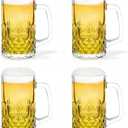 Heavy Beer Mugs Set, 20oz Glass Mugs With Handle, Beer Glasses For Freezer, 610ml Beer Drinking Glasses, Traditional Stein For Bar, Beverages, Coffee, Teas, Set of 4