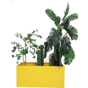 40" L x 16" W x 18" H Metal Large Rectangular Planter - Long Planter Box for Outdoor Patio/Porch Planter Boxes Outdoor Modern Design for Plants, Flowers, Garden,Spliced Flower Pot (Yellow)
