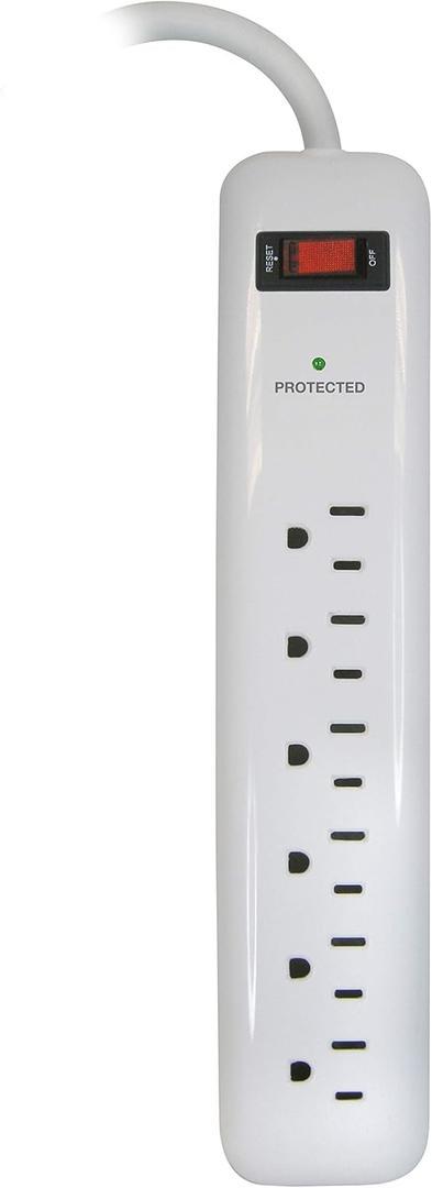 Prime Wire PB802013 6-Outlet Surge Protector with 14-3 SJT 1.5-Feet Cord