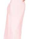 Sexy Satin Spaghetti Strap Floral Embroidered Maxi Dress for Women Sweetheart Neckline Backless Sleeveless Slit Midi Dress (Small, Pink)