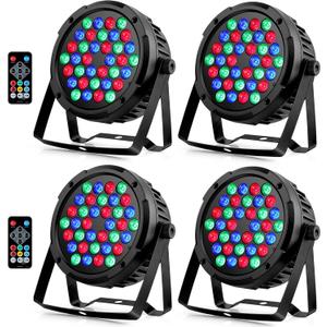 36LEDs RGB Stage Par Lights - OPPSK 36W Sound Activated Multi Modes - Remote DMX Control - Corded Electric - Uplights for Events DJ Music Dance Party Wedding Church Bar Club Stage Lighting (4Pack)