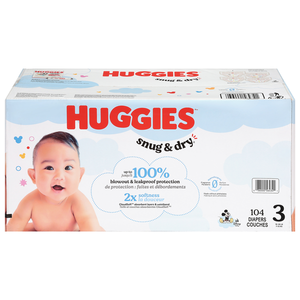 Huggies Size 3 Diapers, Snug & Dry Baby Diapers, Size 3 (16-28 lbs), 104 Count