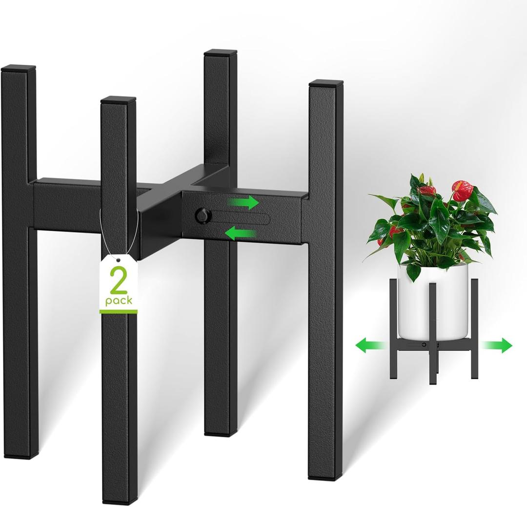 Adjustable Metal Plant Stand - Plants Holder Fits for 8-14 Inches Planter Flower Pots Indoor Outdoor ( Pot & Plant Not Included) -2 pack