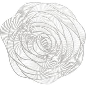 Placemats Set of 4 Silver Rose Flower Shaped Place Mats Plastic Elegant Tablemats Pressed Vinyl Kitchen Table Setting for Wedding Holiday Dining Table Decorative