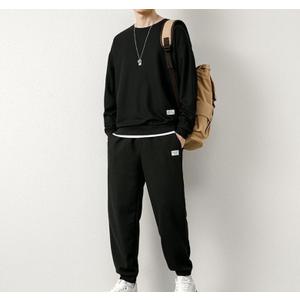 Men's 2-Piece Knit Loungewear Set Long Sleeve Top Drawstring Jogger Pants Faux Two-Tone Trim Soft Fabric Relaxed Fit for Casual Daily Lounging Errands 5XL