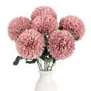 IPOPU 6PCS Pink Artificial Chrysanthemum Flowers 21.6’’ Long Stem Fake Mums Silk Faux Bouquet for Floral Arrangements Home Wedding Dining Table Party Garden Decoration(Pink)