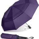 MRTLLOA 49/54/62 Inch Large Folding Golf Umbrella, Oversize Double Canopy Vented 10 Ribs Windproof Compact Travel Umbrellas for Rain (Purple)