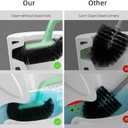 HAMITOR Toilet Bowl Brush Holder Set: Bathroom Deep Cleaning Toilet Cleaner Scrubber Under Rim with Curved Bristle for Dead Corner Clean - Hidden Rv Toilet Decorative Accessories with Caddy- Green