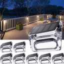 Solar Outdoor Lights, 8 Pack Solar Fence Deck Lights, Waterproof Outside Lighting for Step Railing Wall Pool Stair Yard Garden Patio Pool Decorations (Warm White)