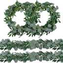 4 Pack 6.5 Feet Artificial Eucalyptus Garland with Willow Leaves Vine Greenery for Wedding Table Runner Centerpiece Arch Bridal Baby Shower Fireplace Decor