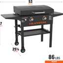 BLACKSTONE 1883 Original 28 Griddle with Integrated Protective Hood and Counter Height Side Shelves, Powder Coated Steel, Black
