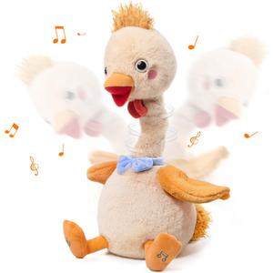 TUMAMA Dancing Talking Chick Baby Toy, Mimicking Twisting Neck Flapping Wings Electronic Pet Soft Plush Chick Toy, Singing, Recording, Repeating, Baby Toddler Interactive Toys for Boys Girls Gifts