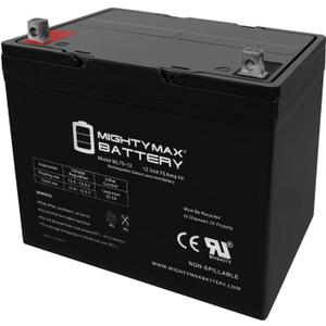 ML75-12 - 12 Volt 75 AH, Nut and Bolt (NB) Terminal, Rechargeable SLA AGM Battery