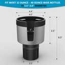 SEVEN SPARTA 2 Pack Car Cup Holder Expander Organizer Adjustable Base, Compatible with Yeti 20/26/30 oz, Hydro Flasks 32/40oz, Nalgenes 30/32/38/48 oz, Other Bottles in 3.4"-3.8" (Silver)
