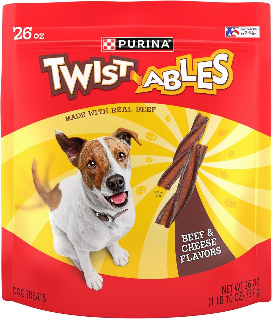 Purina Twistables Beef and Cheese Flavor Treats for Dogs - (Pack of 4) 26 oz. Pouches (1.63 Pound (Pack of 4)) BB Date Jan 2026