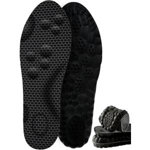 MINIQ 4D Cloud Steppers Insoles for Men & Women - Comfort Orthotic Arch Support Shoe Inserts Cloud Sole with Soft Triple Shock Absorption, Breathable Honeycomb Cloud Soles for All-Day Soft Support (S [US M: 6.5-7/W: 7.5-8.5], Black)