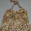 SweatyRocks Women's Summer Open Back Cheetah Print Ruched Going Out Fitted Halter Tanks Crop Top (Medium, Multicolor)