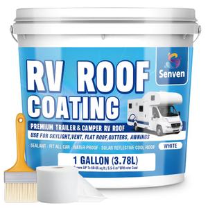 RV Roof Sealant RV Roof Coating RV Roof Sealant White 1 Gallon Waterproof Solar Reflective & Leak Repair for Trailers Campers Motorhomes