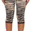 Women's Zebra Striped Skinny Bermuda Shorts Bowknot High Waisted Lace Leggings Shorts (M)