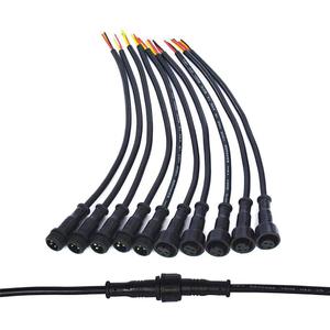 5Pairs 3 Core 3pin Black Pigtail Plastics Waterproof IP65 LED Connector Male Female 40cm/Pair Applicable 0.3mm 15mm Nut for LED Lights