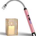 LcFun Candle Lighter with 360 Flexible Neck & Safety Lock, Windproof USB Rechargeable Electric Lighter Gift Sets, Flameless Arc Long Lighters Matches for Grill, BBQ, Camping, Fireplace, Stove (Rose Gold)