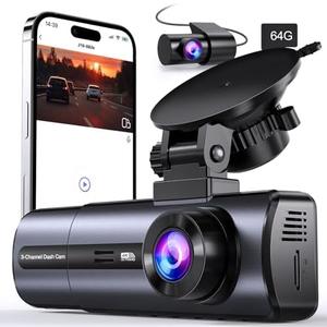 3 Channel 4K Dash Cam with 5GHz WiFi & APP Control, 4K/2.5K+1080P+1080P Front Inside and Rear, Triple Dash Camera with 64GB Card, G-Sensor, 24 Hours Parking Mode, Loop Recording, Night Vision