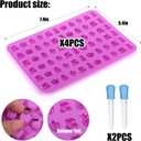 Palksky 4PCS Fruit Snack Molds Silicone, Gummy Molds Trays with Dropper for Candy Chocolate Gummies Baking(Cherries Grape Banana Apple Pineapple)