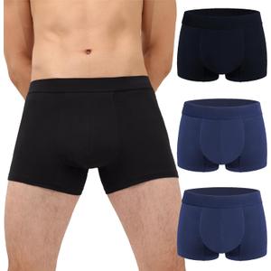 Mens Incontinence Underwear Adult Washable Bladder Control Brief 60 ML Absorbency Leak Proof Boxer Brief 3 Pack (Black 2 Blue XL) (X-Large, Black Blue Blue)