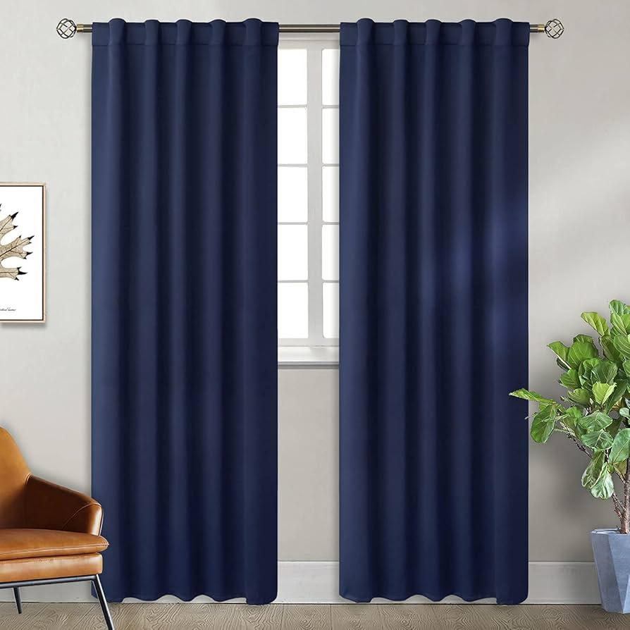 Dark Blue Curtains 82×51 Inch, 2 Curtain Panels