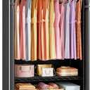 P6C Rolling Clothes Rack with Cover, Covered Clothing Racks Heavy Duty, Portable Closet for Hanging Clothes, Garment Racks on Wheels, Black Closet Rack with Black Cover, Max Load 365LBS