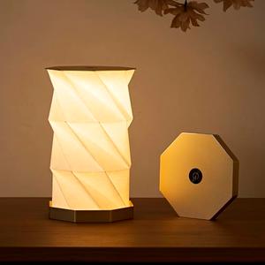Portable Desk Lamp - Ultra Thin 0.7" Lightweight 0.28lb, Foldable Paper Lamp with Zinc Alloy Base, Rechargeable Mini Lamp for Home Decor, Travel, Dorm & Small Spaces, Gift for Travelers, Birthday, Soft Champagne Gold (4.76"D x 4.76"W x 8.3"H)