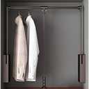 Pull Down Closet Rod for Hanging Clothes, Retractable Wardrobe Hanger for Cabinet Inside Width 26"~35", Aluminium alloy Tubing with Plastic Housing, 44 lb Weight Rating