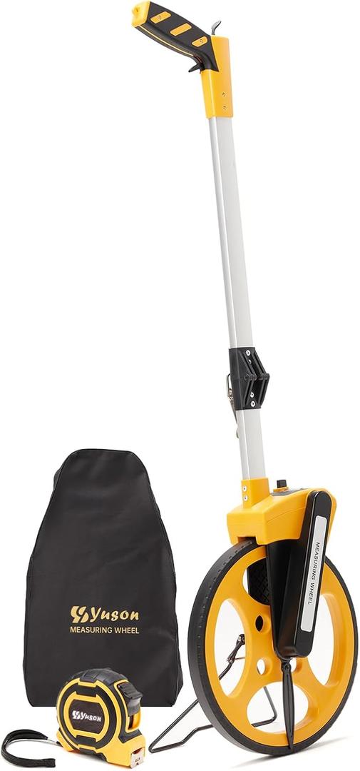 Measuring Wheel With Handle Reset & Brake, Rolling Measuring Wheel in Feet for Construction, Survey, Collapsible Measure Wheel with Tape Measure and Canvas Carrying Bag, 12 Inch, Up to 10,000Ft ([Handle Reset & Brake] With Tape Measure and Canvas Bag)