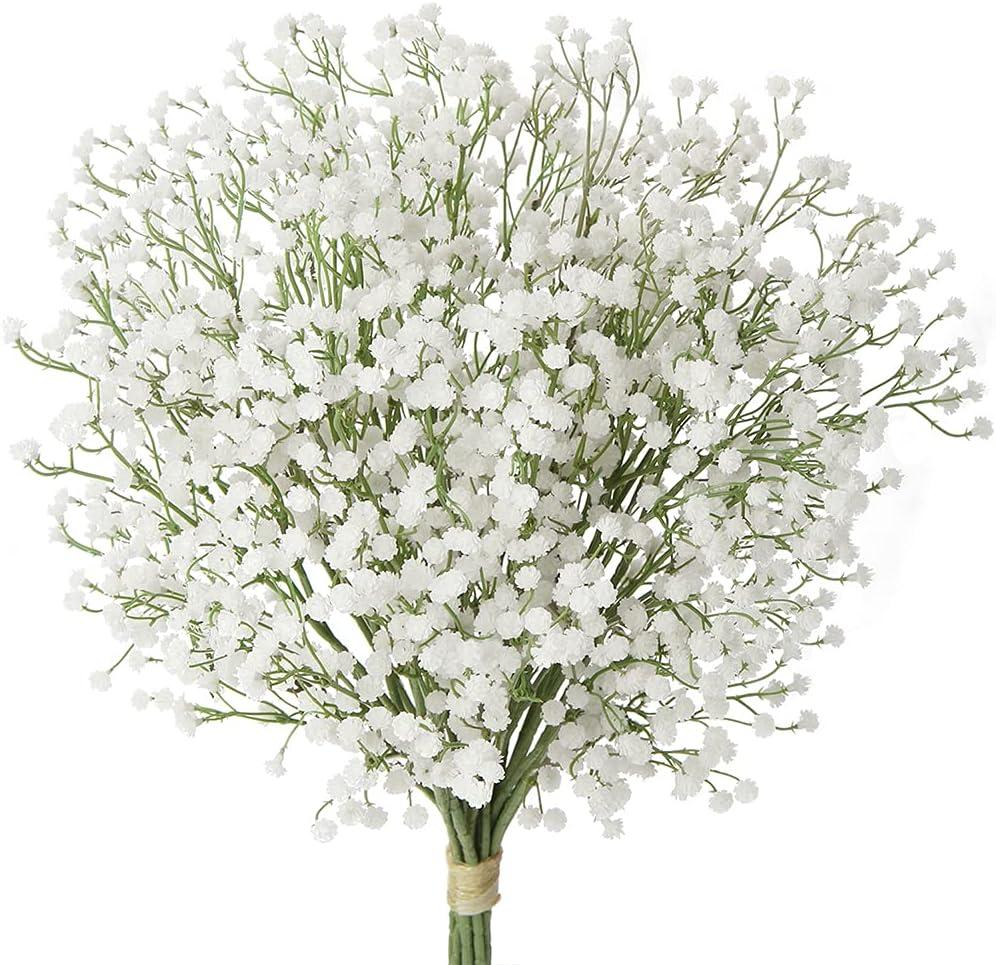 10 Pack Baby's Breath Artificial Flowers Bulk 3 Branches Faux Baby Breath Plastic Flowers Fake Gypsophila Flower Arrangement for Crafts Fake Flowers Bouquet for Wedding Home Decor White Baby Breath