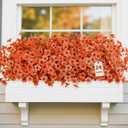 2 x Alupssuc 24 Bundles Artificial Fall Mums Flowers for Outdoors Decoration, UV Resistant Silk Violet and Faux Eucalyptus Autumn Fake Plants for Outside Indoor Yard Home Patio Porch Decor, Fall Red