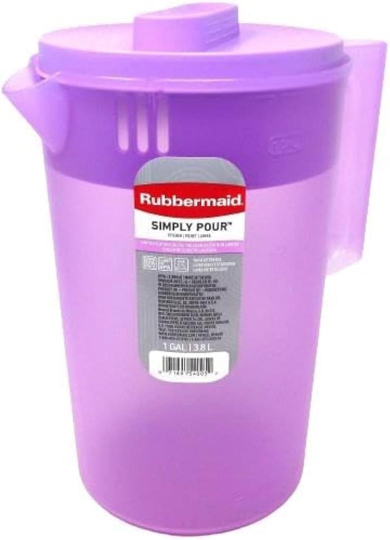 Rubbermaid Simply Pour Pitcher, 1 Gal / 3.8L, Limited Edition Color, Lavender, 2188968