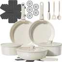 23 Pcs Pots and Pans Set Non Stick, Ceramic Cookware Set Non Toxic with Detachable Handles, Healthy Induction Cookware Oven Safe RV Kitchen Set, PFAS PFOA & PTFE Free, Cream White