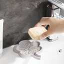 Silicone Soap Dish Shampoo Bar Soap Holder with Drain Spout Soaps Holders Tray Draining Soap Bar Holder Flower Shape Soap Saver for Shower Bathroom Organizer 2 Pack Pink