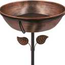 3" Deep Metal Bird Bath for Outdoors, Removable 13" Dia Bowl with Stable Upgrades Stake, Easy to Clean Birdbaths for Garden Yard Lawn Decor 1.4 Gallon