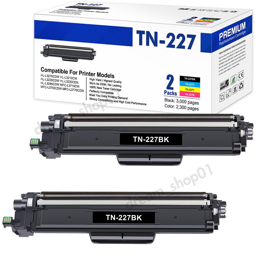 2 Black Toner Compatible With Brother TN227 MFC-L3710CW HL-L3210CW HL-L3270CDW