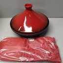 Uno Casa Tagine Pot - 3.65-Quart Moroccan Tajine with Enameled Cast Iron Base and Ceramic Cone-Shaped Lid, High-Quality Cookware- Red Double Oven Mitts Included