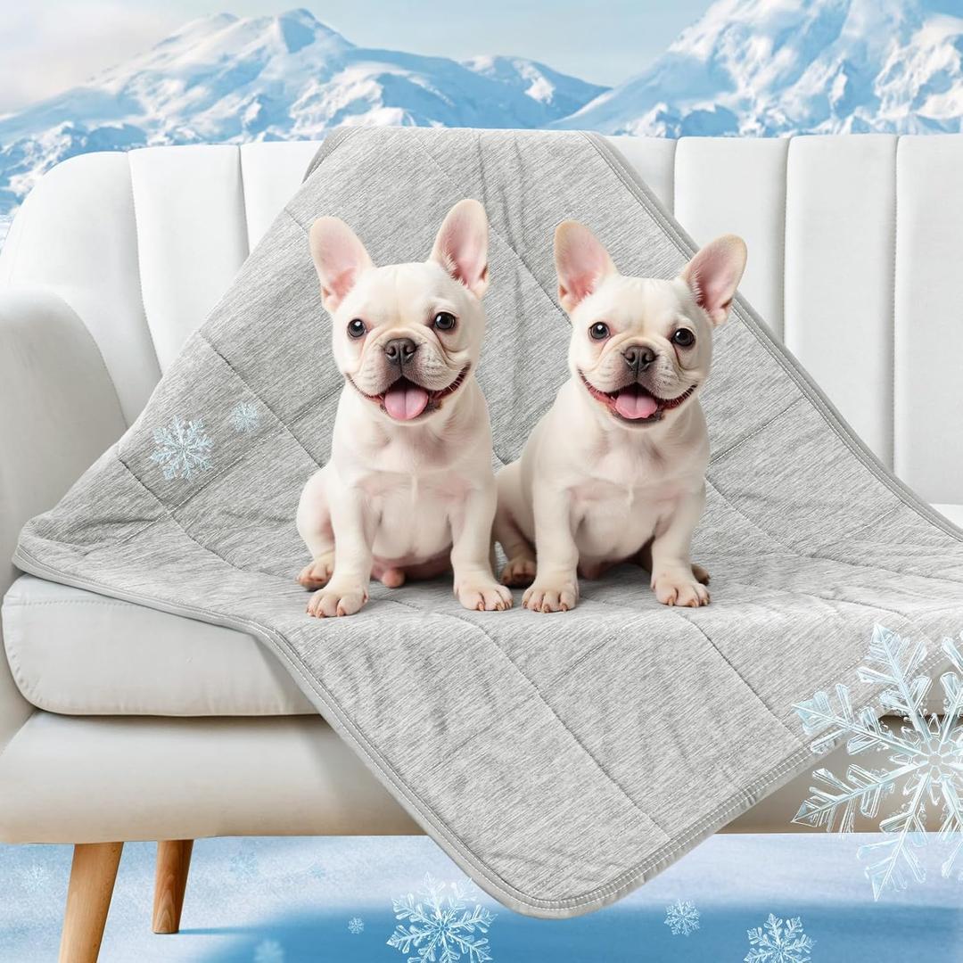 LOOBANI Cooling Blanket for Dogs, 0.4>Q-Max Washable Dog Cooling Blanket, Soft and Lightweight Pet Cooling Blanket for Hot Weather, Protect Sofa Bed from Scratches & Chewing