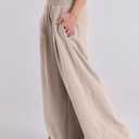 ANRABESS Women Linen Palazzo Pants Summer Boho Wide Leg High Waist Casual Lounge Pant 2026 Beach Travel Vacation Outfits (Beige, L)