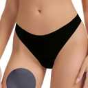 Camel Toe Thongs for Women Seamless Thong Panty Liners No Show Comfortable Concealer G-Strings Workout Underwear (Medium, Black)