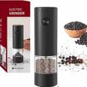Electric Salt & Pepper Grinder Set, One-Touch Automatic Pepper Mill with Adjustable Coarseness, LED Light, Large Capacity, Battery Operated for Kitchen, Cooking & Gifts (1)