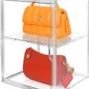 1 Pack XX-Large Clear Stackable Storage Bins with Magnetic Lid Handbag Display Case for Closet 2-Tier Acrylic Purse Organizer Dustproof Luxury Bag Container Box for Cosmetics Figures Makeup