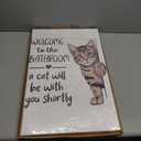 HNNXAR Funny Cat Bathroom Wall Art,Welcome To The Bathroom A Cat Will Be With You Shortly Paintings Posters,Black and White Funny Animal Canvas Pictures Prints Wall Decor 16x24in Framed