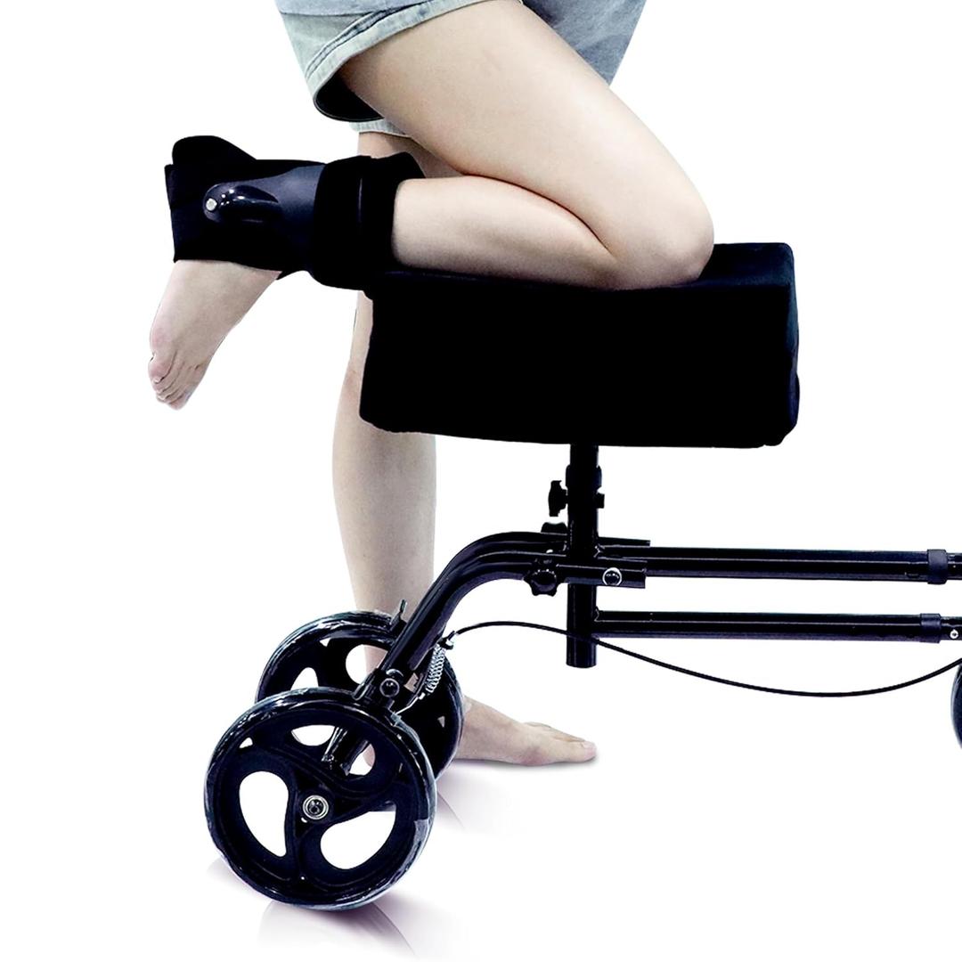 Knee Scooter Pad Cover with Removable Soft Velvet and 2inch Highly Elastic Comfort Memory Foam, Knee Walker Cushion for Foot Surgery and Walker Accessory for Knee Roller - Universal Fit